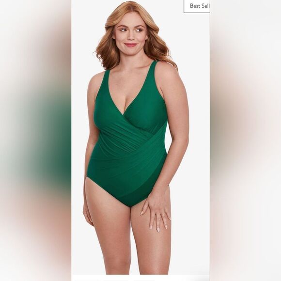 Miraclesuit Plus Size Oceanus One Piece NWOT Size 24W Malachite Green - Picture 1 of 5